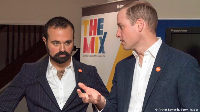 Evgeny Lebedev and Prince William speaking in 2017