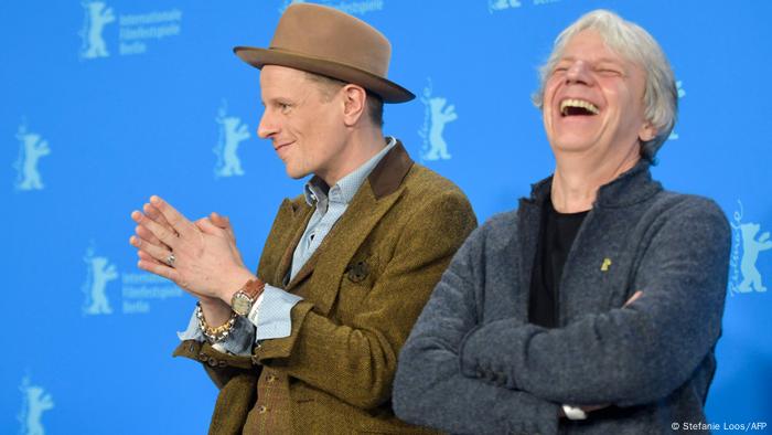 Director Andreas Dresen and actor Alexander Scheer pose at the film's premiere at the Berlinale.