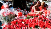 Bouquets of roses are for sale for Valentine's Day at a flower shop in Nairobi on February 14, 2018. / AFP PHOTO / SIMON MAINA (Photo credit should read SIMON MAINA/AFP via Getty Images)