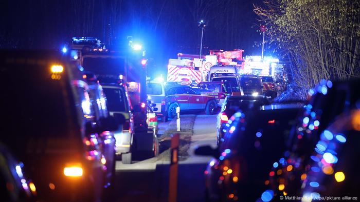 Ambulances on the scene of a train accident 