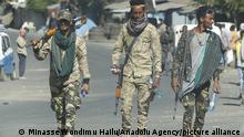 AMHARA, ETHIOPIA - DECEMBER 16: Ethiopian security forces patrol at street after Ethiopian army took control of Hayk town of Amhara city from the rebel Tigray People's Liberation Front (TPLF) in Ethiopia on December 16, 2021. Minasse Wondimu Hailu / Anadolu Agency