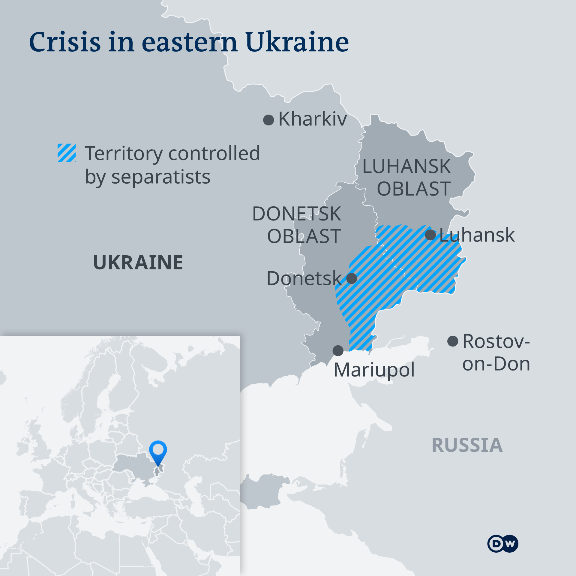 Karte - Konflikt in der Ostukraine - EN