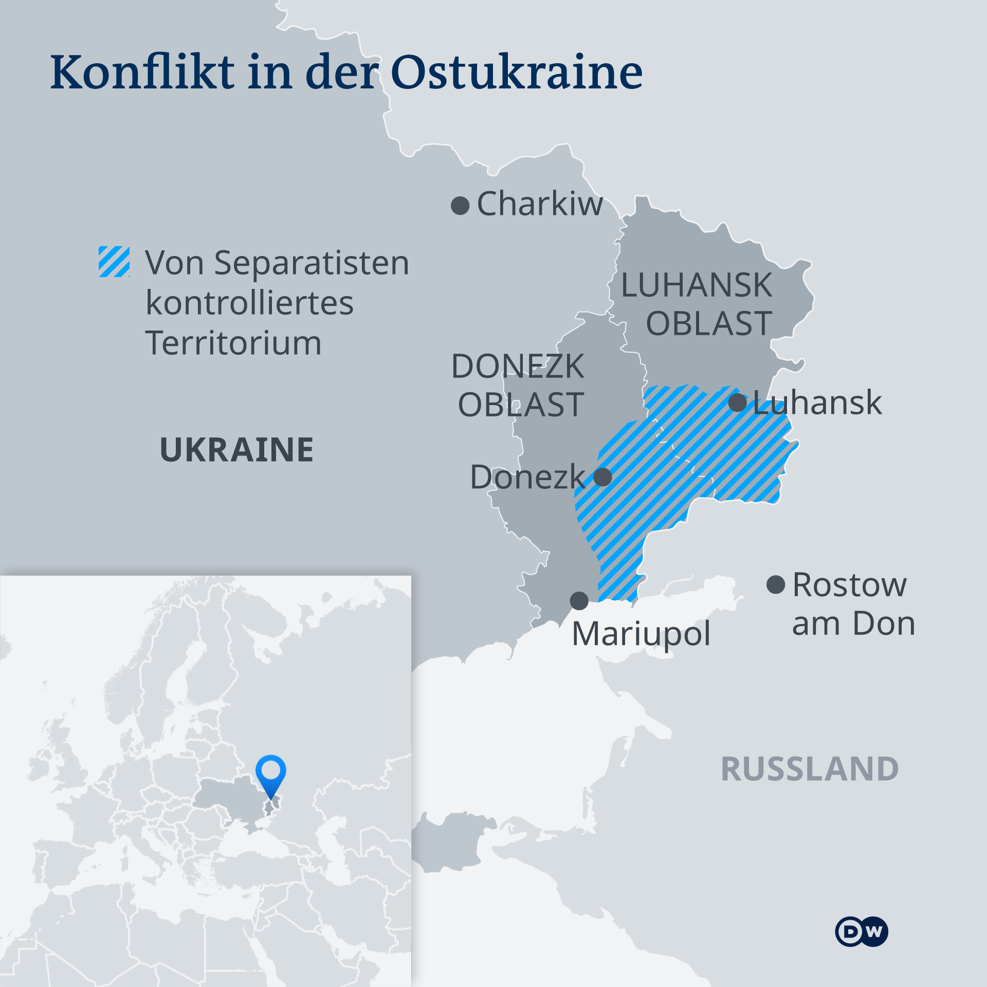Karte - Konflikt in der Ostukraine - DE