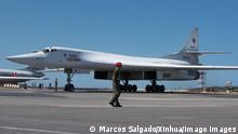 (181212) -- VARGAS, Dec. 12, 2018 -- Photo taken on Dec. 10, 2018 shows a Tu-160 strategic bomber at the Simon Bolivar International Airport, in Maiquetia, Vargas State, Venezuela. Two Russian Tupolev Tu-160 strategic bombers have arrived in Venezuela, the Russian defense ministry said in a statement. According to Russian news report, Venezuelan Defense Minister Vladimir Padrino Lopez welcomed the Russian warplanes, saying that Venezuela is getting prepared to defend itself when needed and the country will do it with the friends who advocate respect-based relations between states. ) VENEZUELA-VARGAS-RUSSIA-AVIATION-VISIT MarcosxSalgado PUBLICATIONxNOTxINxCHN