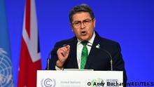 FILE PHOTO: Honduras' President Juan Orlando Hernandez presents his national statement as a part of the World Leaders' Summit at the UN Climate Change Conference (COP26) in Glasgow, Scotland, Britain November 1, 2021. Andy Buchanan/Pool via REUTERS/File Photo