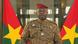 Burkina Faso President Paul-Henri Sandaogo Damiba appears in camouflage fatigues and a red beret, flanked by national flags Burkina Faso President Paul-Henri Sandaogo Damiba appears in camouflage fatigues and a red beret, flanked by national flags