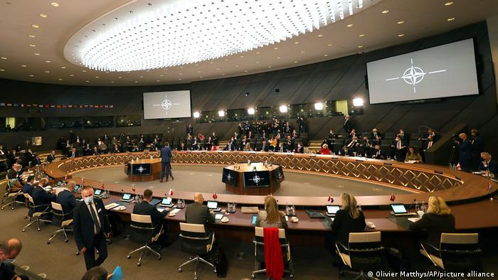 NATO defense ministers attend a round table meeting of the North Atlantic Council 