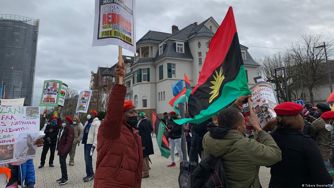 Protesters in Bonn, Germany call for the release of Nnamdi Kanu Protesters in Bonn, Germany call for the release of Nnamdi Kanu
