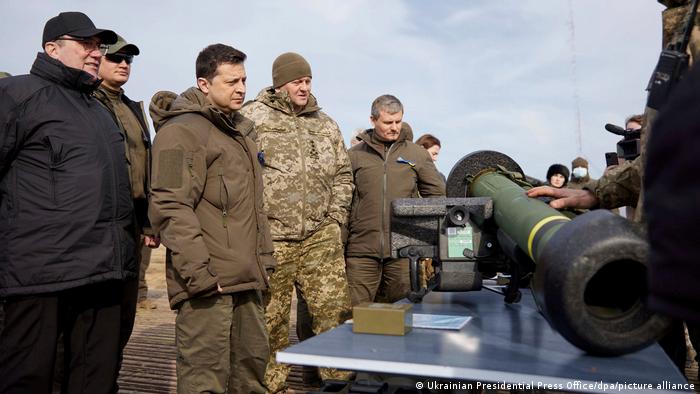 Zelesnkiy tours a military base in Rivne, Ukraine.