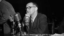 German-born writer, Bertolt Brecht, is shown as he appeared before the House Un-American Activities Committee in Washington, D.C., on October 30, 1947. Brecht told investigators he was not and had never been a member of any communist party. (AP Photo/HLG)