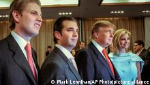 09.04.2010
FILE - Donald Trump, chairman and CEO of the Trump Organization, poses with his children, from left, Eric, Donald Jr. and Ivanka, at the opening of the Trump SoHo New York on April 9, 2010. Trump must answer questions under oath in New York state’s civil investigation into his business practices, a judge ruled Thursday, Feb. 17, 2022. Judge Arthur Engoron ordered Trump and his two eldest children, Ivanka and Donald Trump Jr., to comply with subpoenas issued in December by New York Attorney General Letitia James. (AP Photo/Mark Lennihan, File)