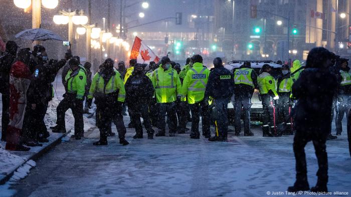 Police officers in downtown Ottawa Thursday night