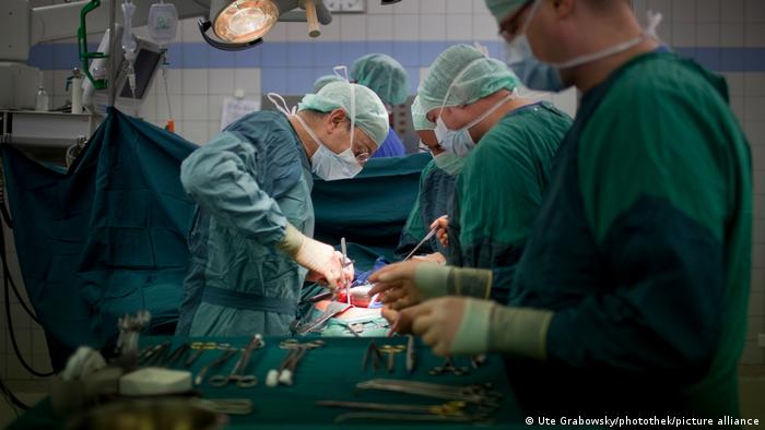 Surgeons during a kidney transplant surgery