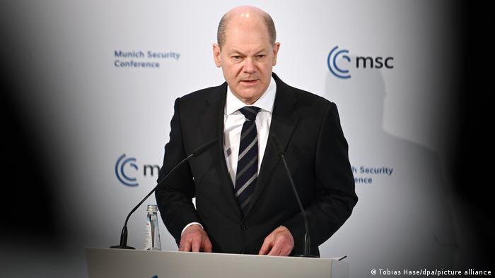 German Chancellor Olaf Scholz speaks at the Munich Security Conference