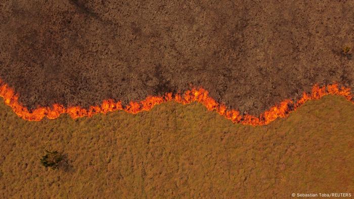 Foto aérea de incendios en Argentina.