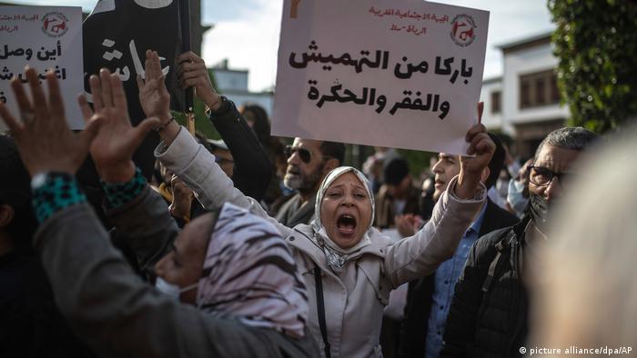 Marokko, Rabat | Proteste gegen Preiserhöhungen und zum Jahrestag des Arabischen Frühlings (Foto: picture alliance/dpa/AP)
