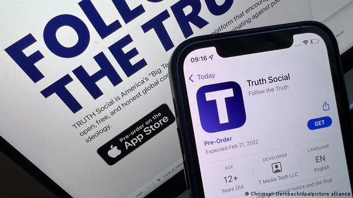 The Truth Social social media app visible in Apple's App Store