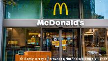 A MacDonald's restaurant is seen offering drinks and food just to go, during a partial lockdown in The Hague, Netherlands on October 20th, 2020. (Photo by Romy Arroyo Fernandez/NurPhoto)