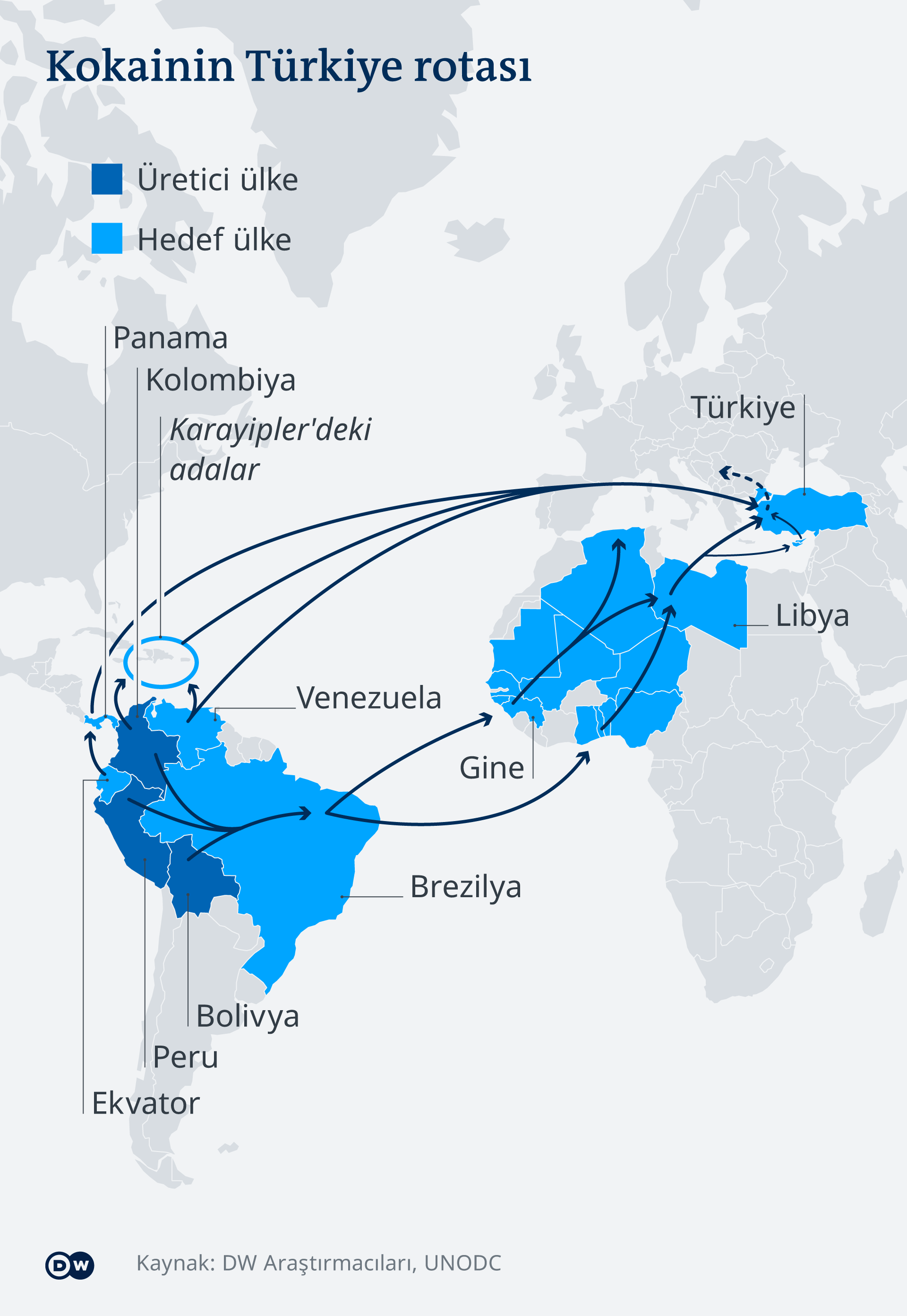 Infografik Kokainwege Lateinamerika nach der Türkei TR