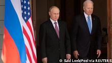FILE PHOTO: U.S. President Joe Biden and Russia's President Vladimir Putin arrive for the U.S.-Russia summit at Villa La Grange in Geneva, Switzerland June 16, 2021. Saul Loeb/Pool via REUTERS/File Photo