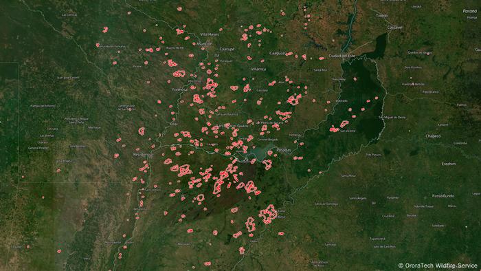 Osservazione satellitare: gli incendi di Corrientes tra il 16 e il 22 febbraio 2022. 