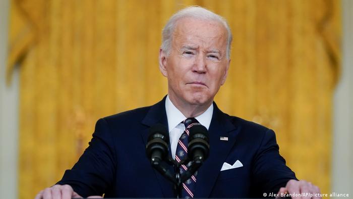 President Joe Biden speaks at the White House about sanctioning Russia over its actions in Ukraine 