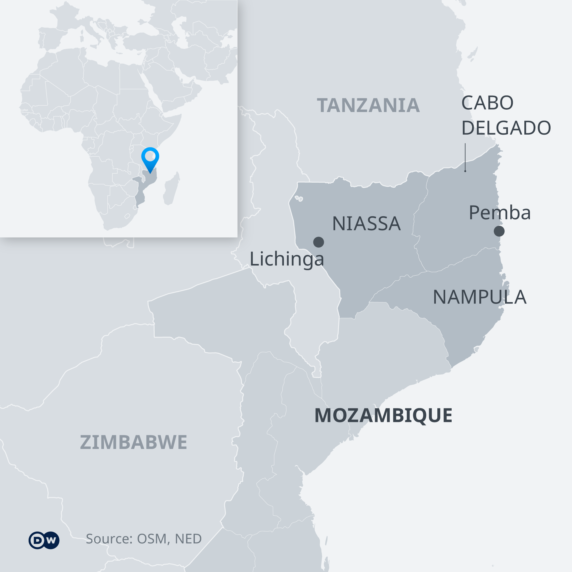 Map showing Mozambique's Cabo Delgado Province.