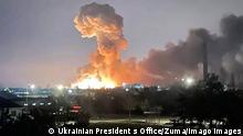 A huge explosion is seen in Kyiv early on February 24