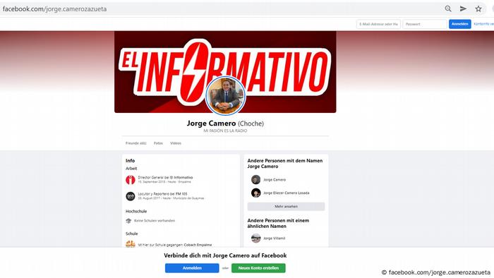 Captura de pantalla de la página de FB del periodista mexicano Jorge Camero, asesinado el 24.02.2022 en México.