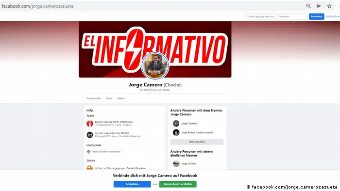 Captura de pantalla de la página de FB del periodista mexicano Jorge Camero, asesinado el 24.02.2022 en México.