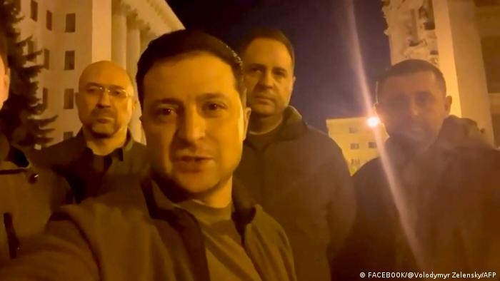 A screengrab of Ukraine's President Volodymyr Zelenskyy showing him in the capital Kyiv