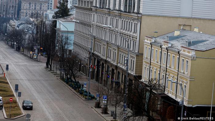 An empty street in Kyiv