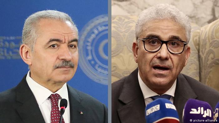 Kushoto: Waziri mkuu wa mpito wa Libya, Abdulhamid Dbeibah. Kulia: Waziri wa zamani wa mambo ya ndani Fathi Bashagha.