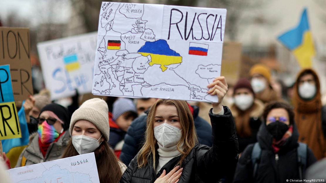 Protesto contra a invasão russa da Ucrânia em Berlim, Alemanha