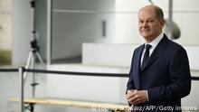German Chancellor Olaf Scholz waits for the Polish Prime Minister and the Lithuanian President on February 26, 2022 at the Chancellery in Berlin, as they meet for talks following Russia's invasion of Ukraine. (Photo by Tobias SCHWARZ / AFP) (Photo by TOBIAS SCHWARZ/AFP via Getty Images)