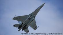 6745115 19.01.2022 Sukhoi Su-27 fighter jet takes part in the tactical flight drills of the mixed aviation unit of the Russian Air Force and Air Defence of the Southern Military District in Krasnodar region, Russia. Vitaly Timkiv / Sputnik