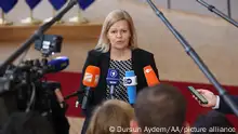 BRUSSELS, BELGIUM - FEBRUARY 27: German Interior Minister Nancy Faeser attends the Extraordinary Meeting of Justice and Home Affairs Ministers of EU on Ukraine-Russia crisis in Brussels, Belgium on February 27, 2022. Dursun Aydemir / Anadolu Agency