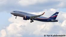 CORRECTION / An Aeroflot Airbus A320 aircraft takes off at Sheremetyevo airport outside Moscow on June 13, 2018. - Russia on February 27, 2022 closed its airspace to flights operated by carriers from Latvia, Lithuania, Estonia and Slovenia in tit-for-tat punitive measures following Moscow's invasion of Ukraine. Britain has banned Russian flagship carrier Aeroflot from flying over the UK. Meanwhile Bulgaria, Poland, the Czech Republic, the Baltics, Germany and Slovenia have closed their airspace to Russian carriers. (Photo by Yuri KADOBNOV / AFP) / “The erroneous mention[s] appearing in the metadata of this photo by Yuri KADOBNOV has been modified in AFP systems in the following manner: [Airbus A320] instead of [Airbus A330]. Please immediately remove the erroneous mention[s] from all your online services and delete it (them) from your servers. If you have been authorized by AFP to distribute it (them) to third parties, please ensure that the same actions are carried out by them. Failure to promptly comply with these instructions will entail liability on your part for any continued or post notification usage. Therefore we thank you very much for all your attention and prompt action. We are sorry for the inconvenience this notification may cause and remain at your disposal for any further information you may require.”
