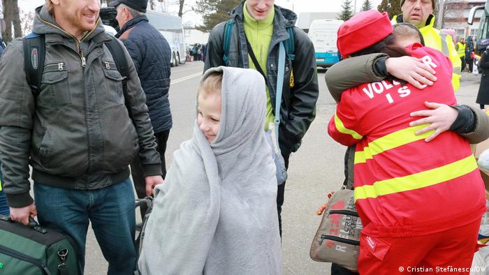 Ukrainian refugees arriving in Romania