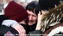 Evacuees from Ukraine arrive at Przemysl Central Station in Polandn in Przemysl, Poland, bordering Ukraine on March 2, 2022. A woman reunites with her daughter (left). Lots of Ukrainians are heading to Poland to escape the war. Russian President Vladimir Putin announced a special military operation and a multi-pronged attack on several Ukrainian cities has continued. ( The Yomiuri Shimbun via AP Images )