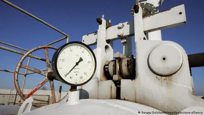 Ukraine Gasdruckanzeige an Pipeline von Gazprom