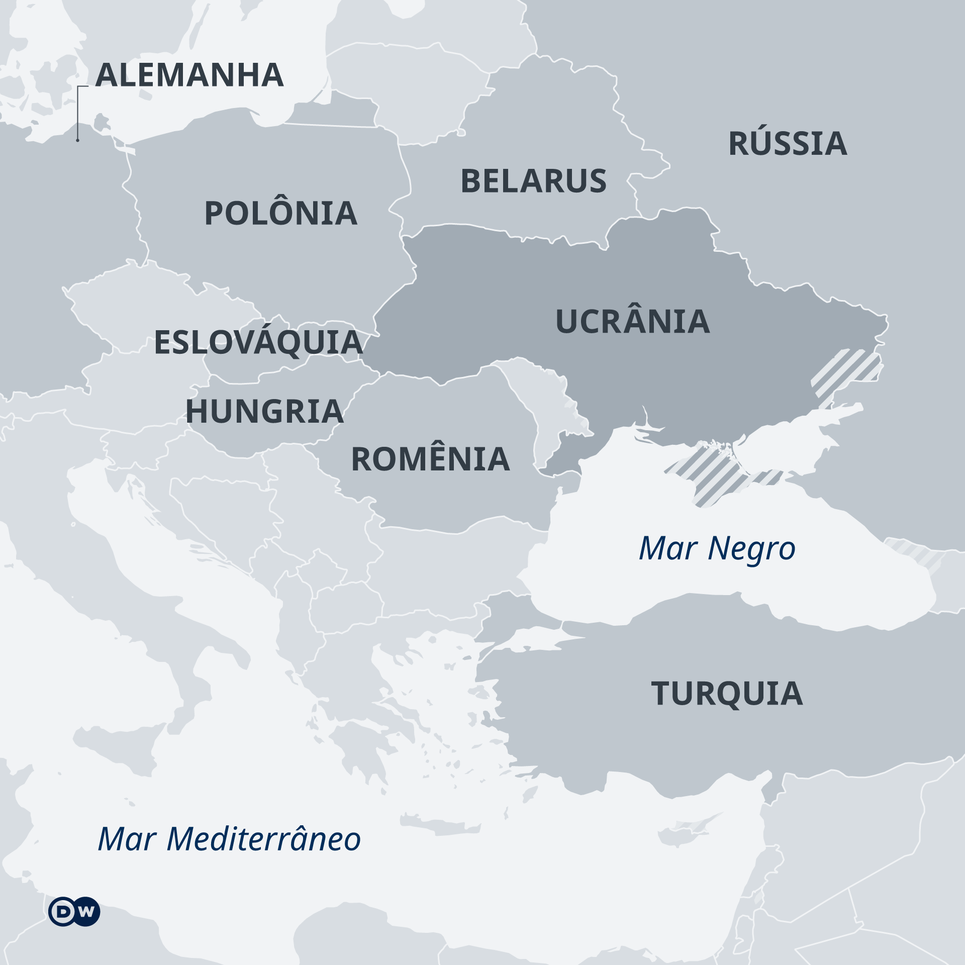 Mapa mostra a Polônia e os países vizinhos