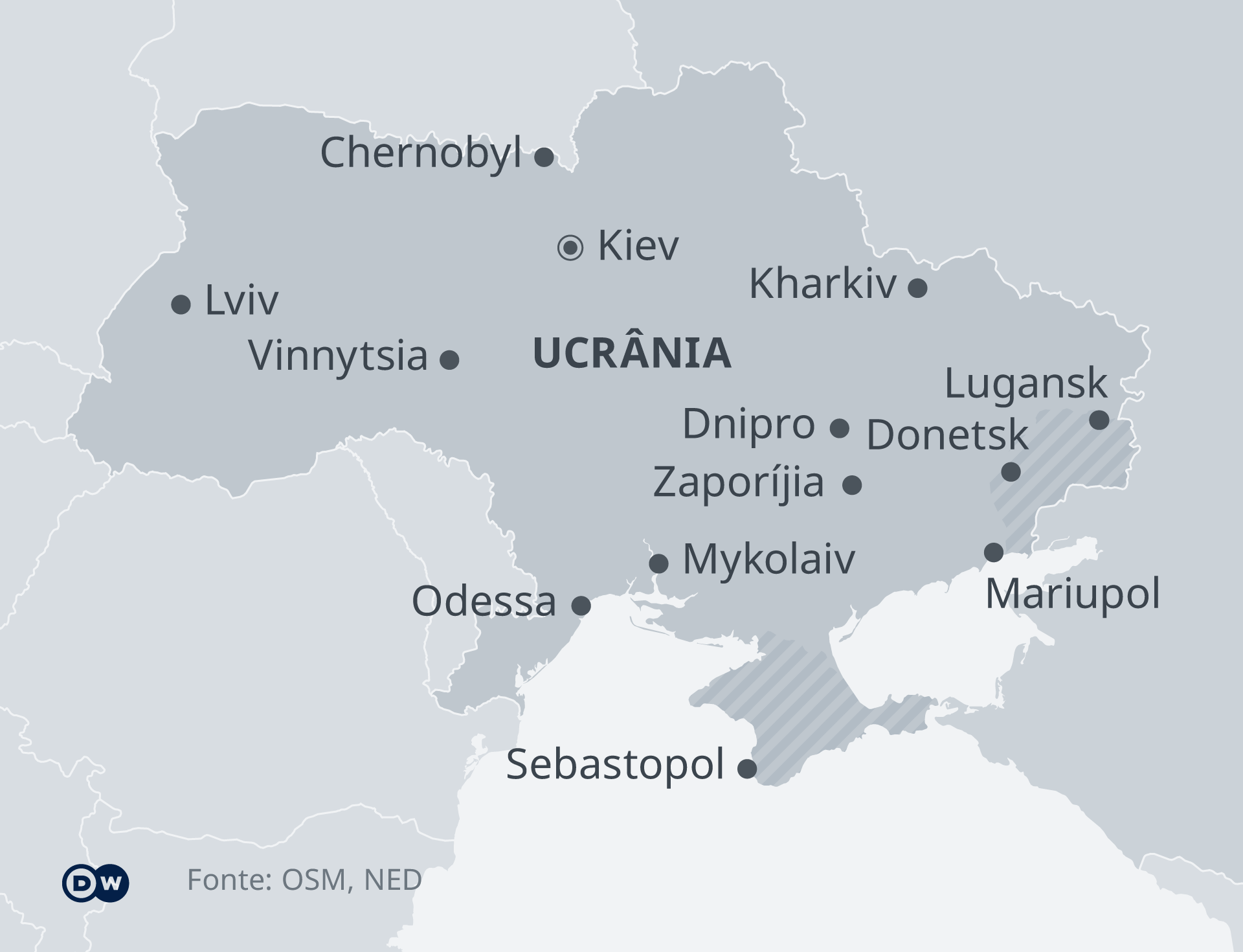 Infografik Karte Ukraine mit größeren Städten PT