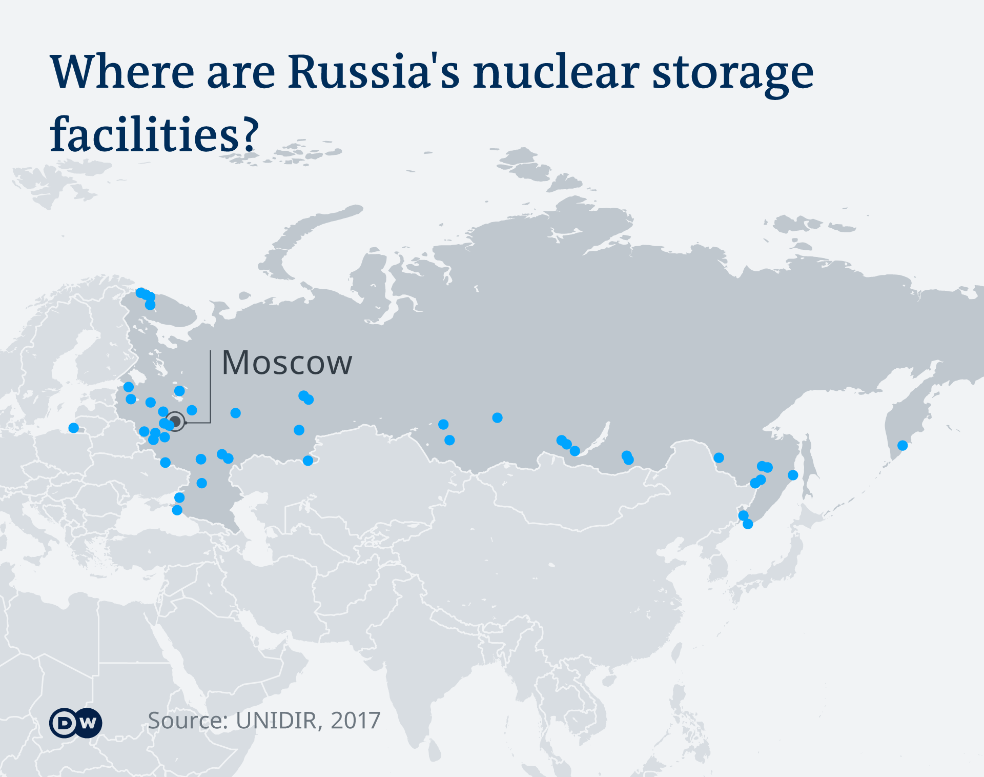  Със синьо са маркирани локациите на съветските нуклеарни бази 