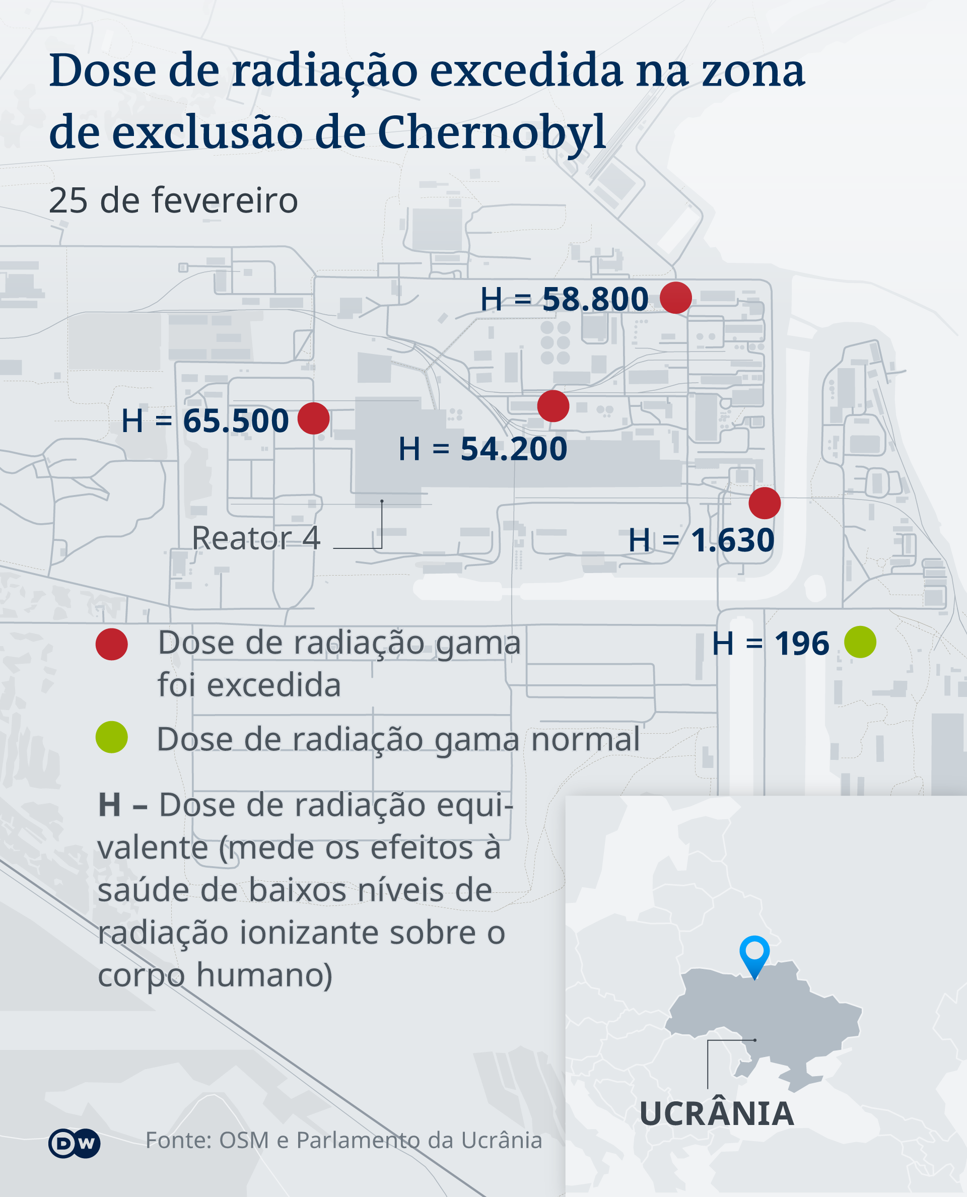 Infografik - Erh&ouml;hte Strahlung im Kernkraftwerk Tschernobyl - PT