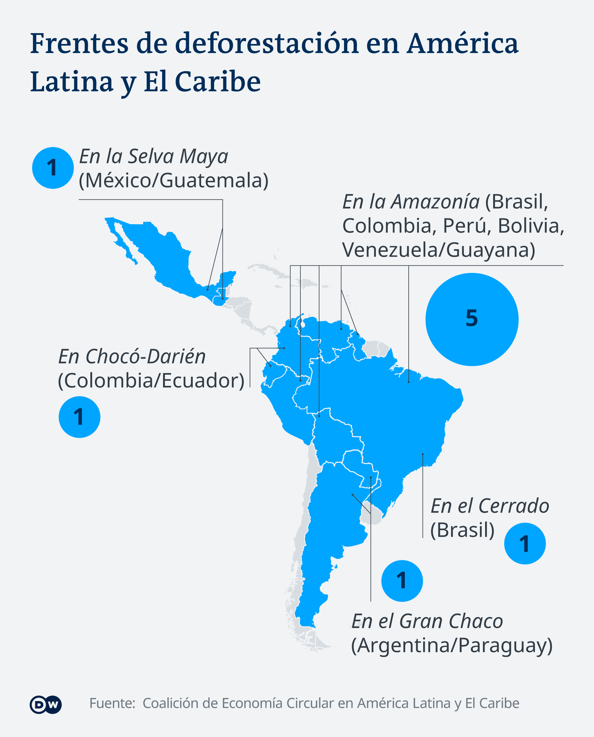 Los frentes de defortestación en América Latina y el Caribe. Infografía del 02.03.2022