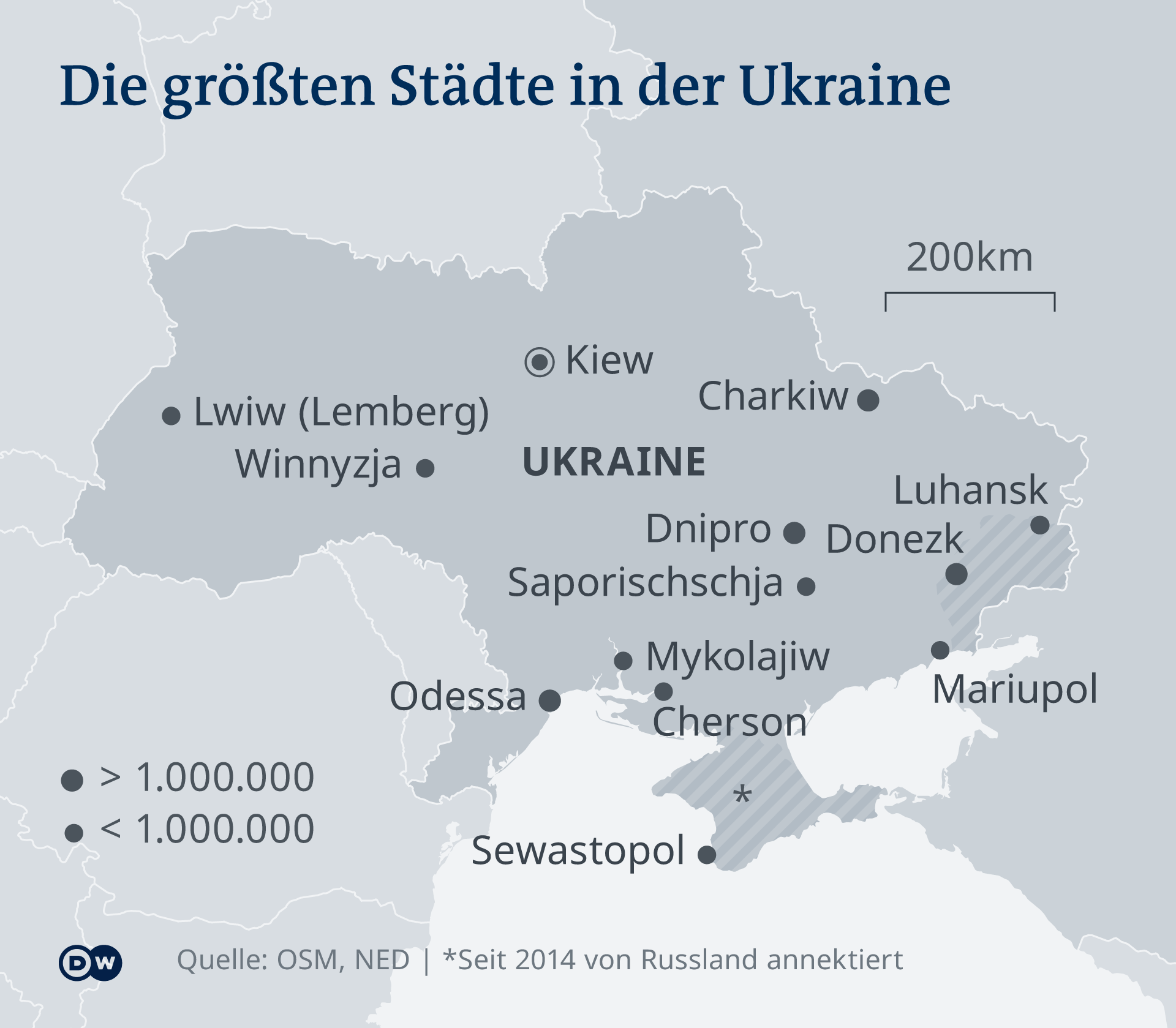 Infografik Karte Ukraine Die größten Städte aktualisiert DE