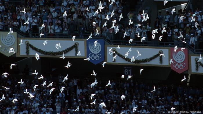 White doves at the Olympics in Seoul in 1988