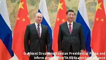 BEIJING, CHINA - FEBRUARY 4, 2022: Russia's President Vladimir Putin (L) and his Chinese counterpart Xi Jinping pose during a meeting. Alexei Druzhinin/Russian Presidential Press and Information Office/TASS