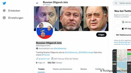 Los perfiles @RUOligarchJets (foto) y @Putinjet ya suman en conjunto más de 330.000 seguidores. 